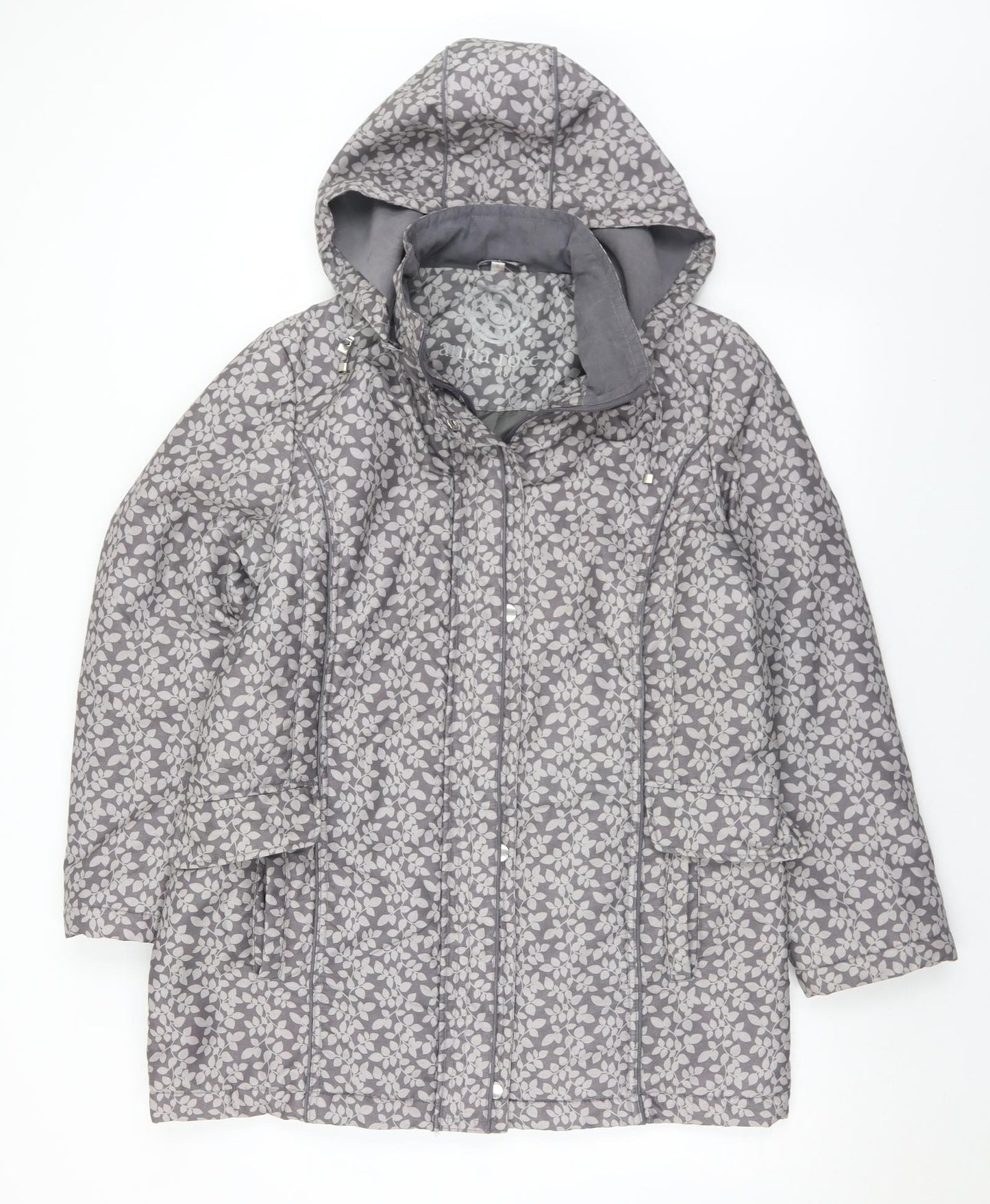 Anna Rose Womens Grey Floral  Quilted Coat Size M  Zip