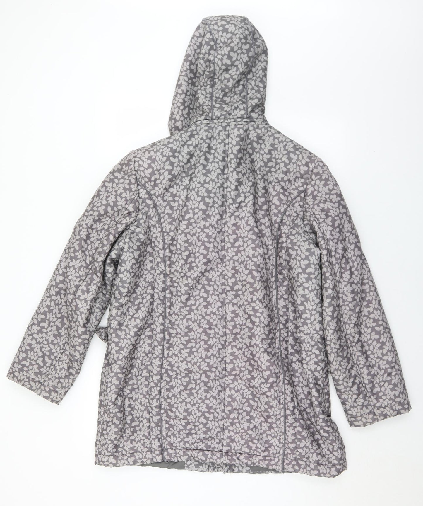 Anna Rose Womens Grey Floral  Quilted Coat Size M  Zip