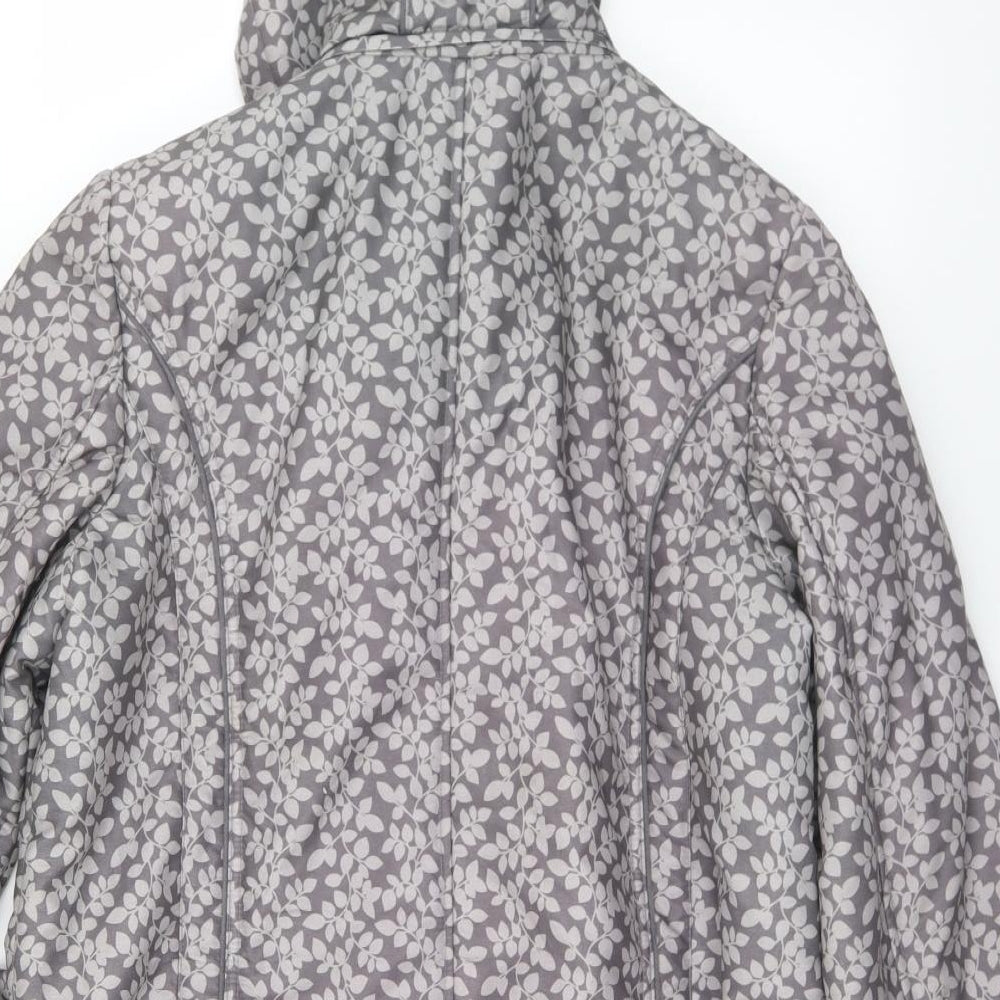 Anna Rose Womens Grey Floral  Quilted Coat Size M  Zip