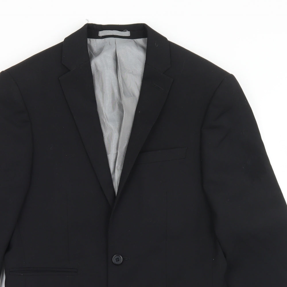 OneSix5ive Mens Black  Polyester Jacket Suit Jacket Size 34
