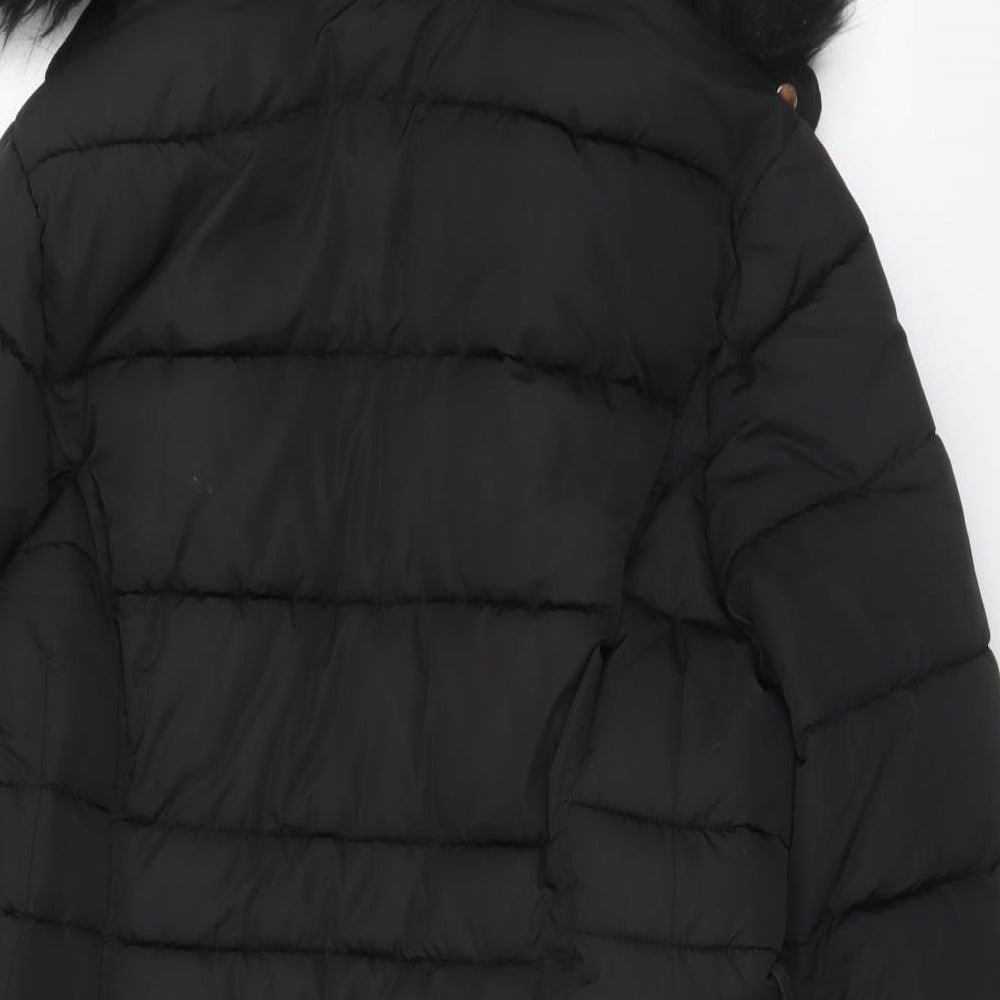 New Look Womens Black   Quilted Coat Size 12  Zip