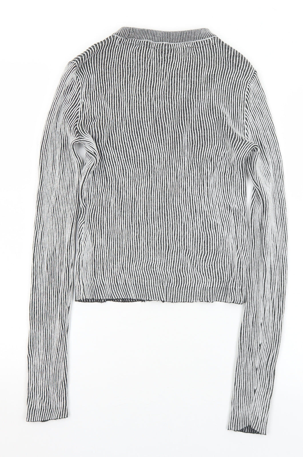 Noisy may Womens Black Mock Neck Striped Cotton Pullover Jumper Size XS