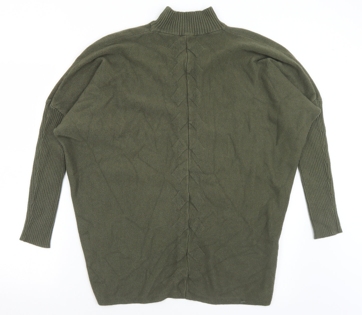 Preworn Womens Green Mock Neck  Viscose Pullover Jumper Size M