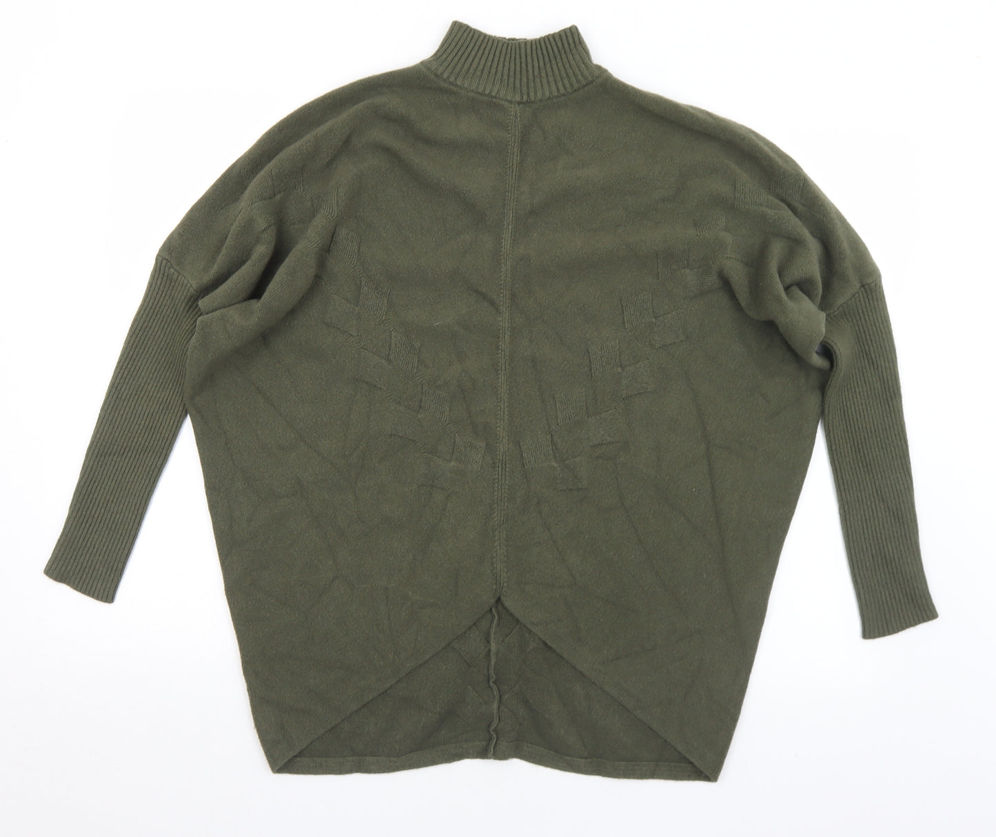 Preworn Womens Green Mock Neck  Viscose Pullover Jumper Size M