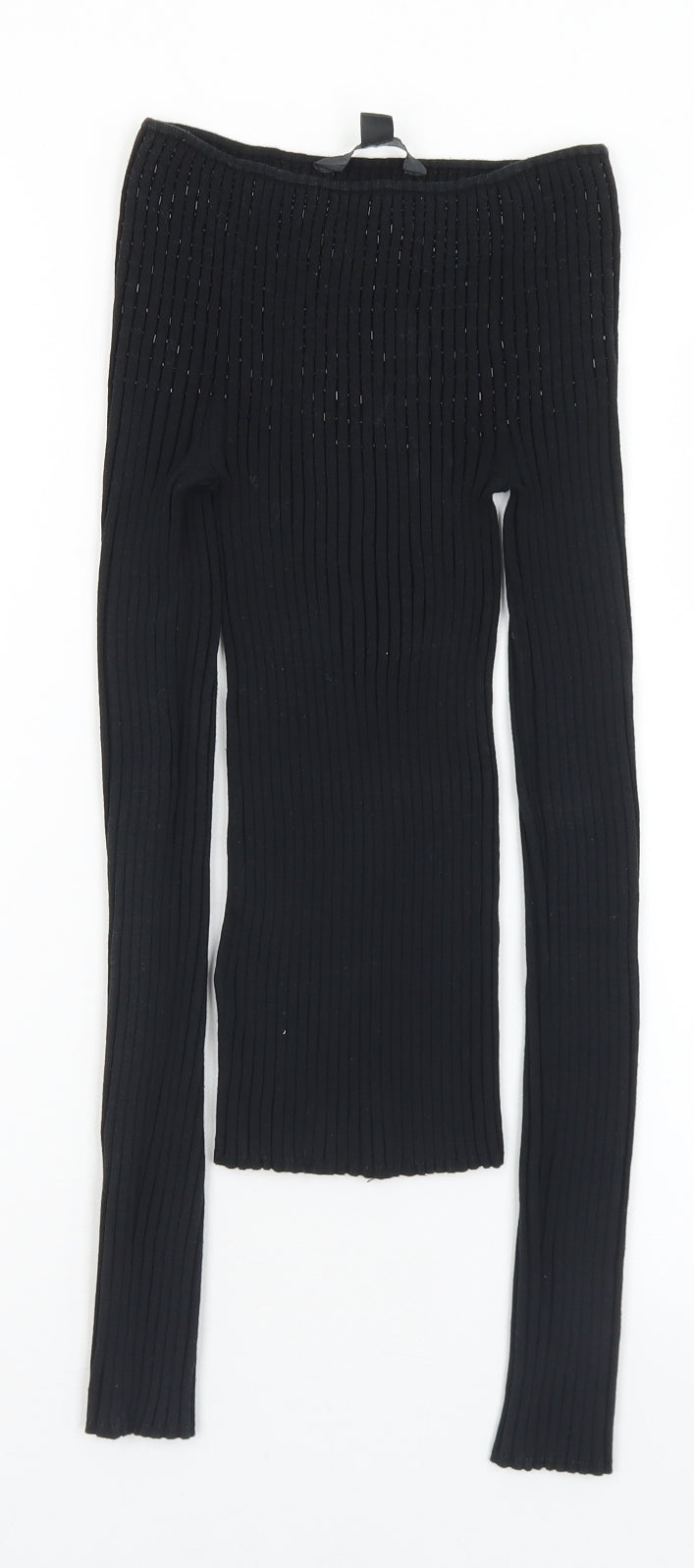 TCM Womens Black Boat Neck  Silk Pullover Jumper Size 10   - Bead detail. 10/12