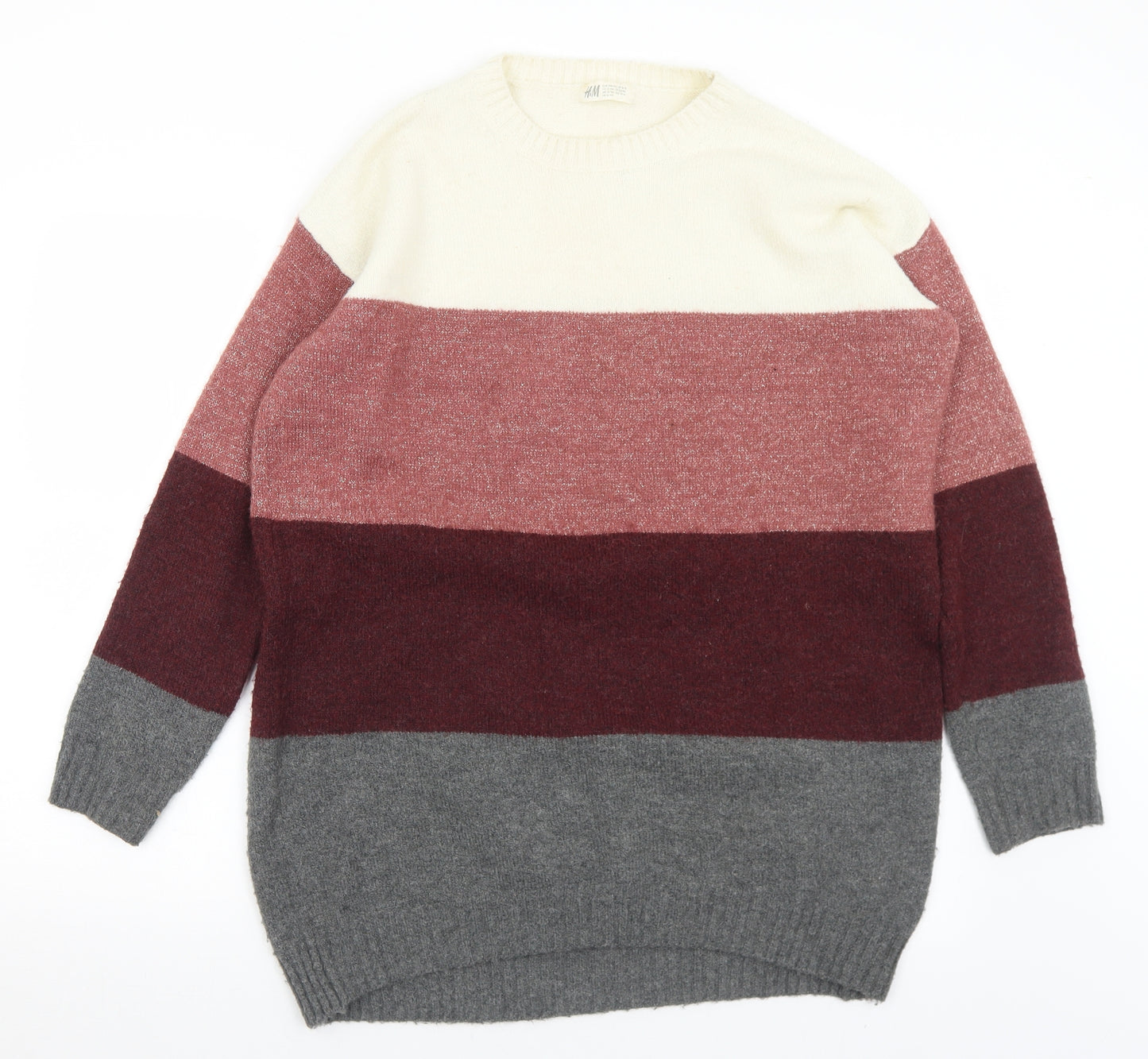 H&M Womens Multicoloured Crew Neck Striped Polyester Pullover Jumper Size 12   - 12/14