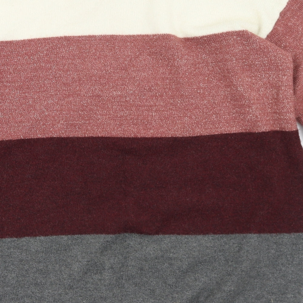 H&M Womens Multicoloured Crew Neck Striped Polyester Pullover Jumper Size 12   - 12/14