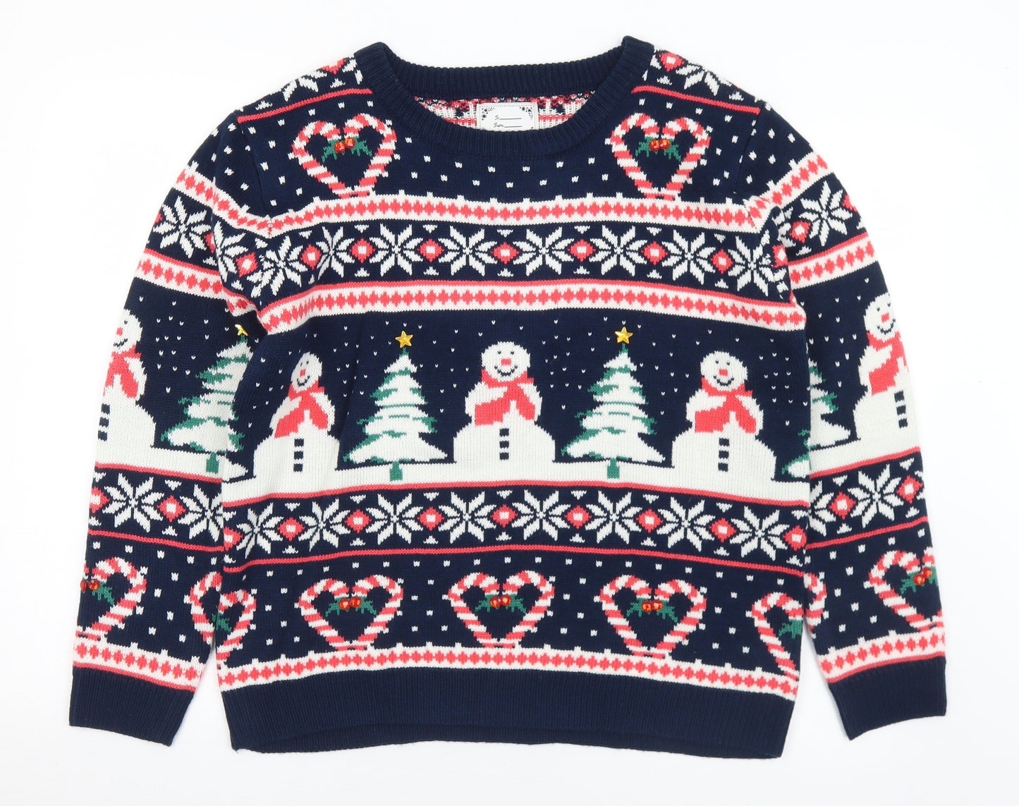 Primark Mens Multicoloured Crew Neck Geometric Acrylic Pullover Jumper Size M   - Christmas