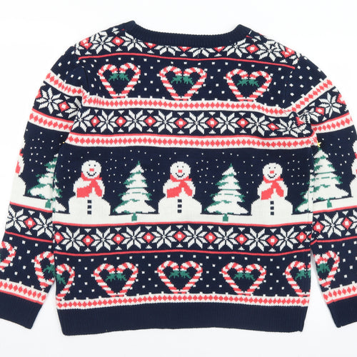 Primark Mens Multicoloured Crew Neck Geometric Acrylic Pullover Jumper Size M   - Christmas