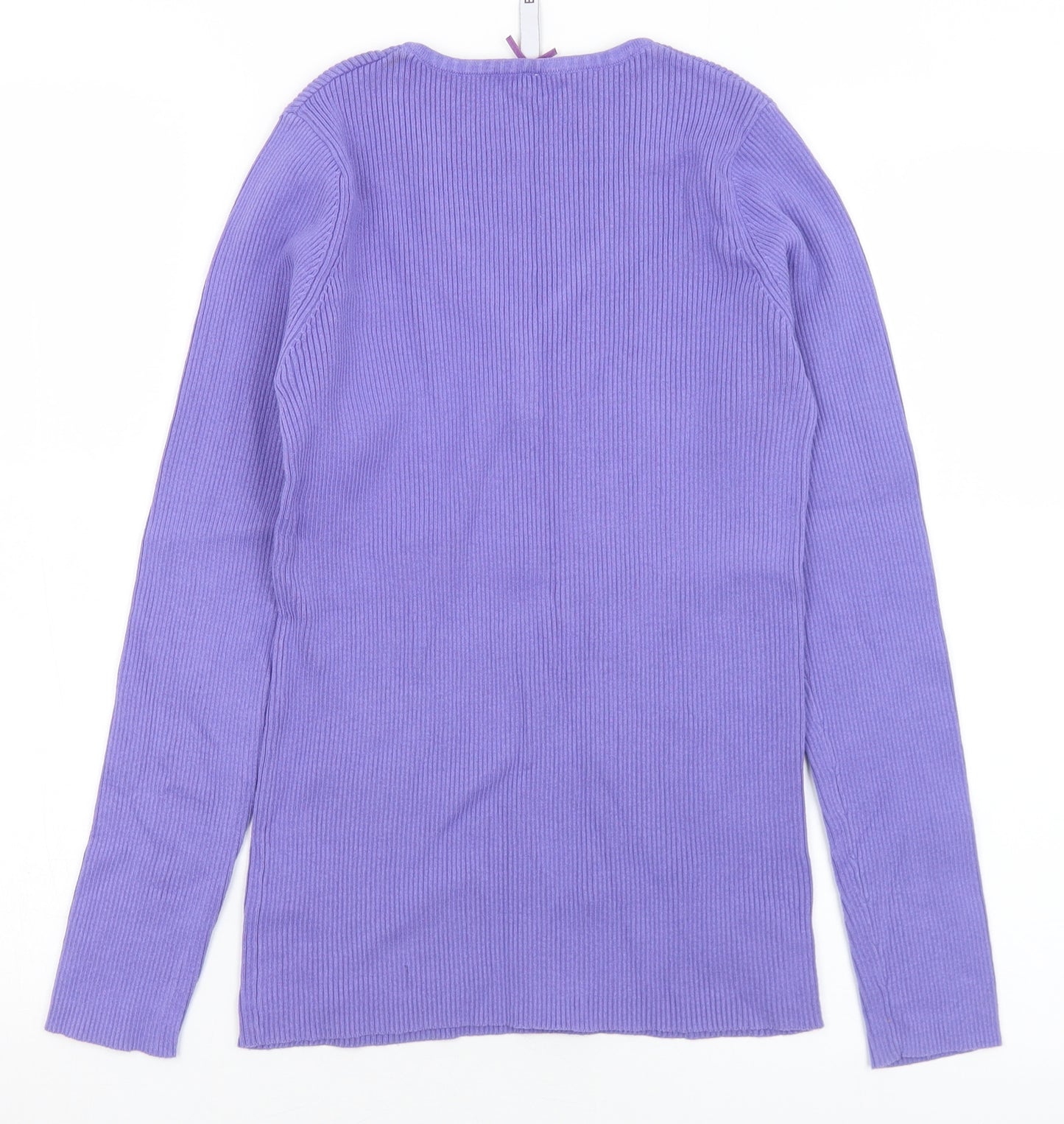 BHS Womens Purple V-Neck  Cotton Pullover Jumper Size 14