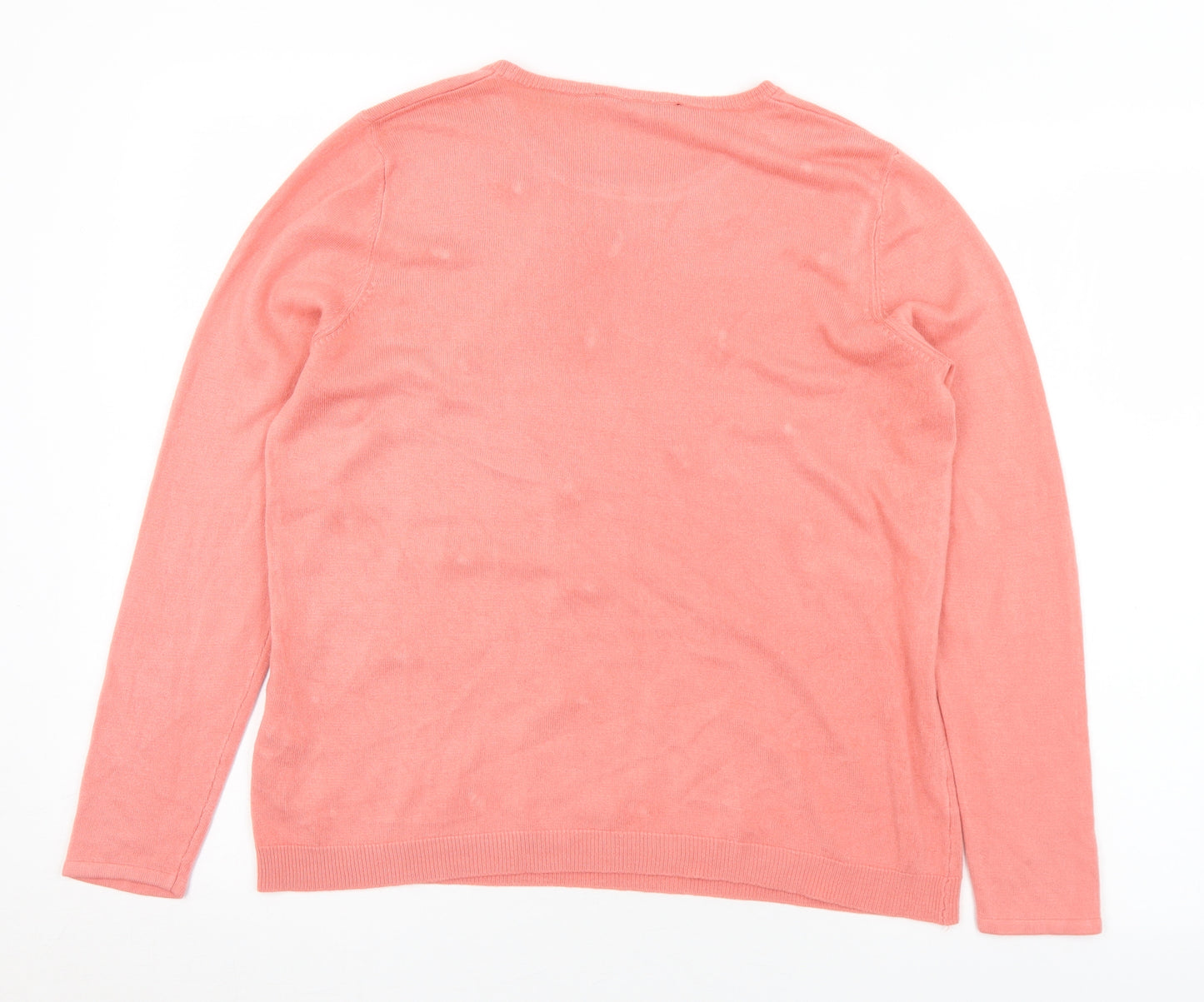 Love Knitwear Womens Pink Round Neck  Acrylic Pullover Jumper Size 14   - Bead detail