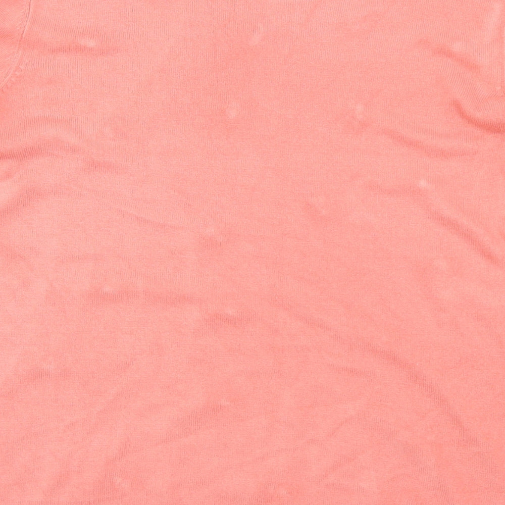 Love Knitwear Womens Pink Round Neck  Acrylic Pullover Jumper Size 14   - Bead detail