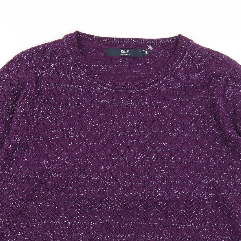 EWM Womens Purple Round Neck  Acrylic Pullover Jumper Size 14   - 14/16