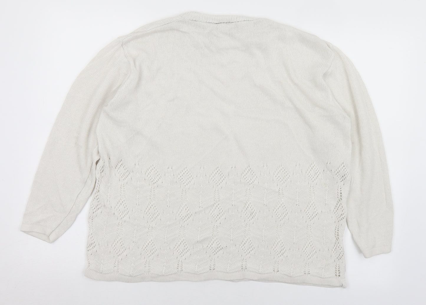 Simply Classic Womens White Crew Neck  Acrylic Pullover Jumper Size 14   - 14-16