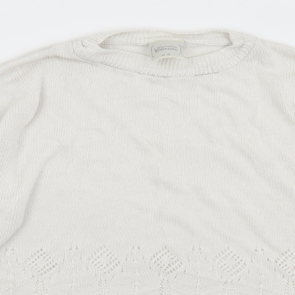 Simply Classic Womens White Crew Neck  Acrylic Pullover Jumper Size 14   - 14-16
