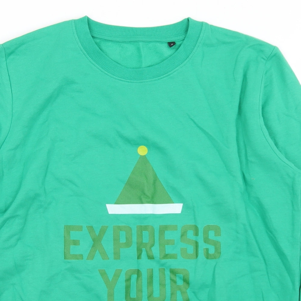 Preworn Mens Green  Cotton Pullover Sweatshirt Size S   - Christmas