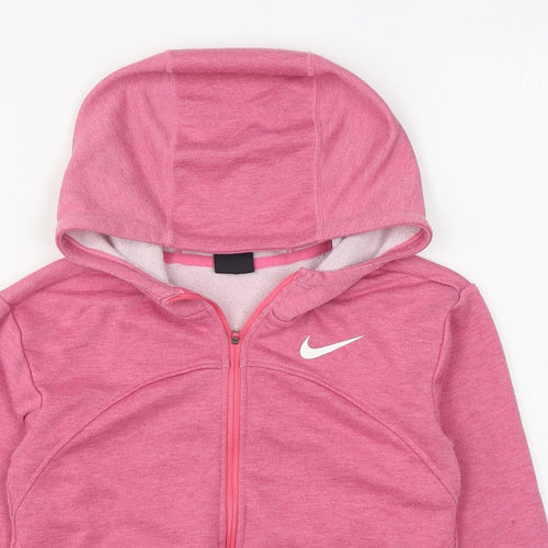 Nike Girls Pink  Polyester Full Zip Hoodie Size 9-10 Years  Zip