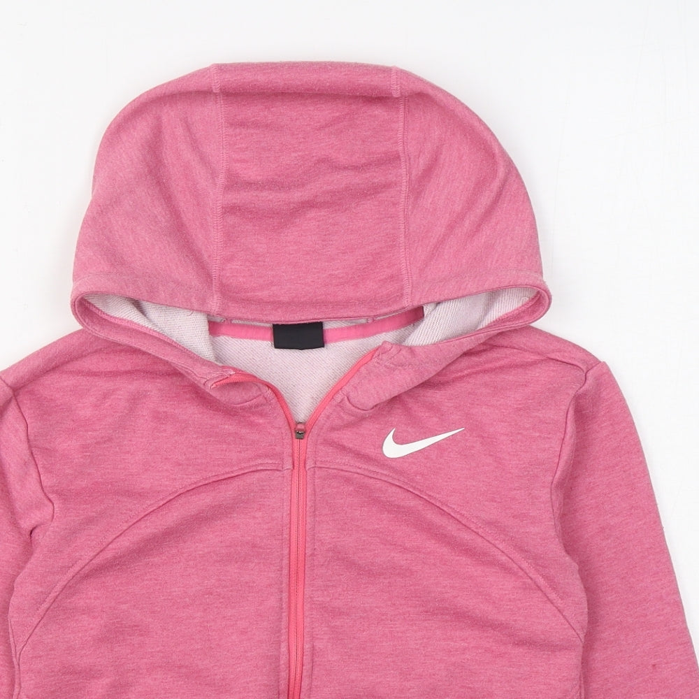 Nike Girls Pink  Polyester Full Zip Hoodie Size 9-10 Years  Zip