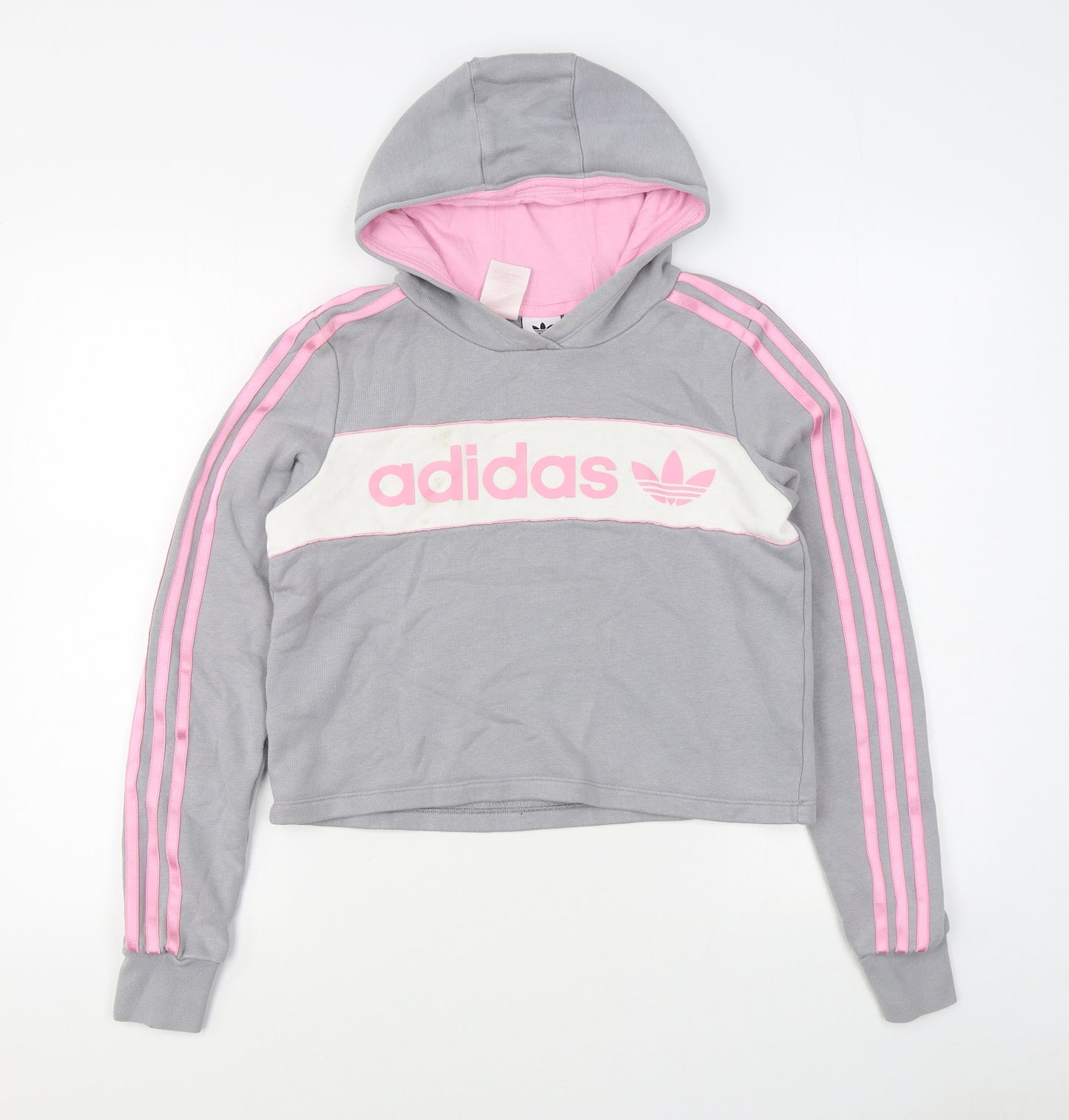 adidas Girls Grey  Cotton Pullover Hoodie Size 13-14 Years  Pullover