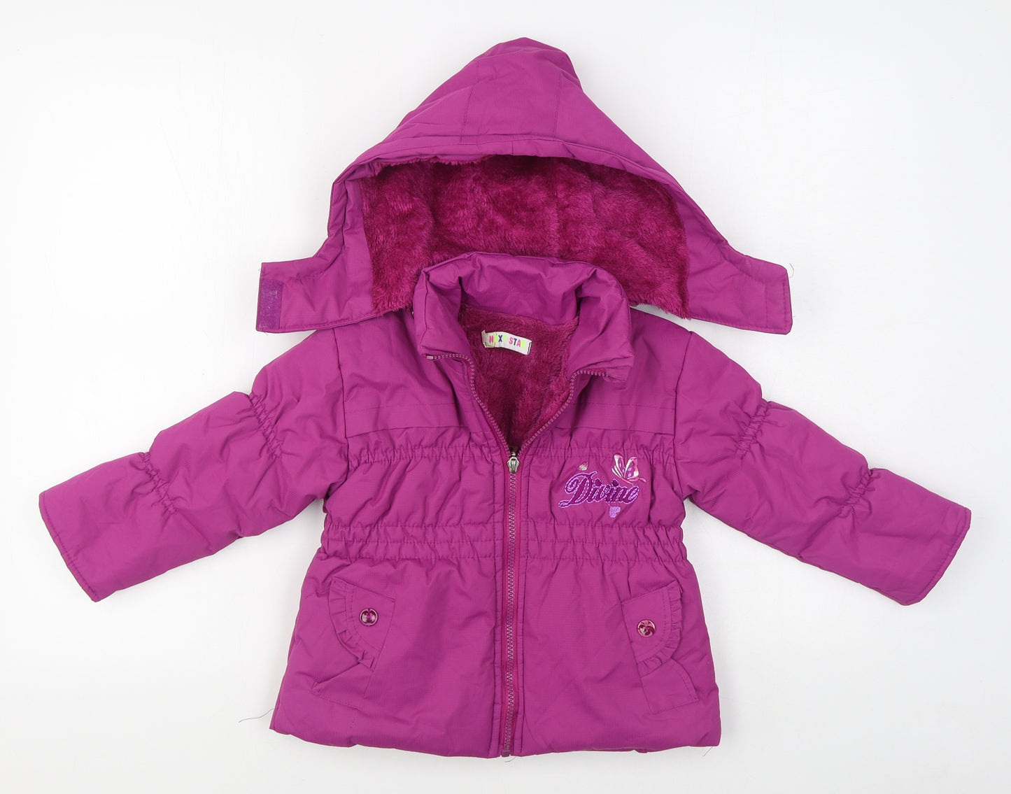 Next Star Girls Pink   Parka Coat Size 3-4 Years  Zip