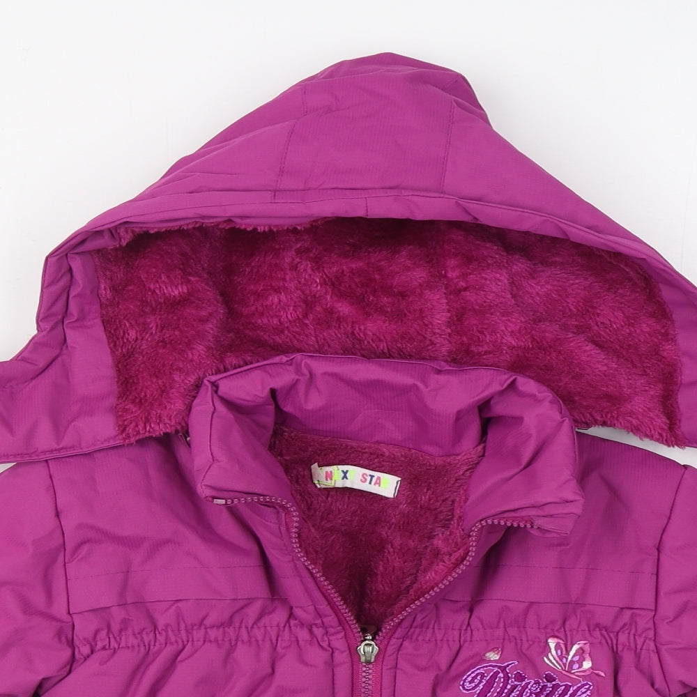 Next Star Girls Pink   Parka Coat Size 3-4 Years  Zip