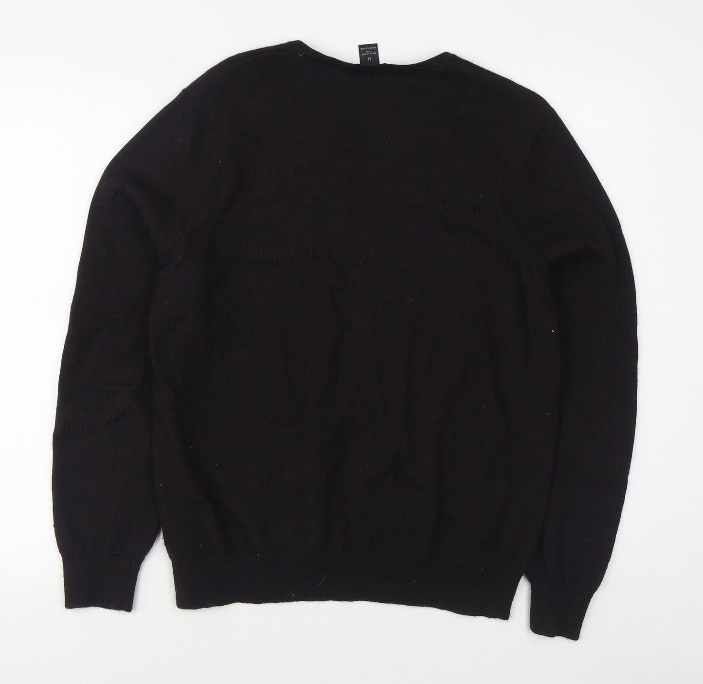 Marcus Law Mens Black V-Neck  Wool Pullover Jumper Size M