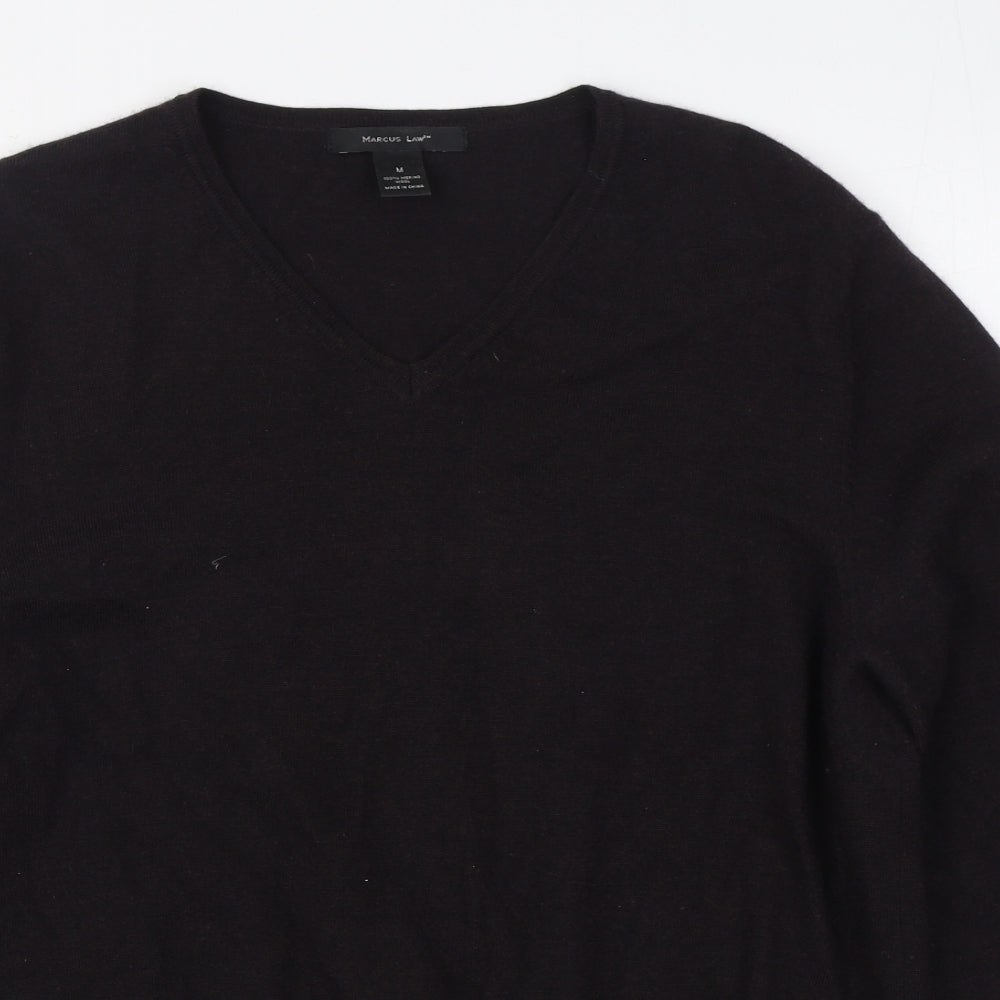 Marcus Law Mens Black V-Neck  Wool Pullover Jumper Size M