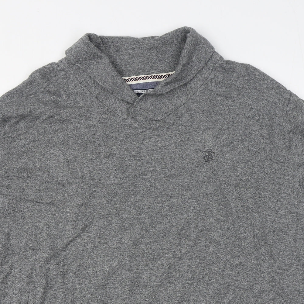 Duffer of St. George Mens Grey Collared  Cotton Pullover Jumper Size XL