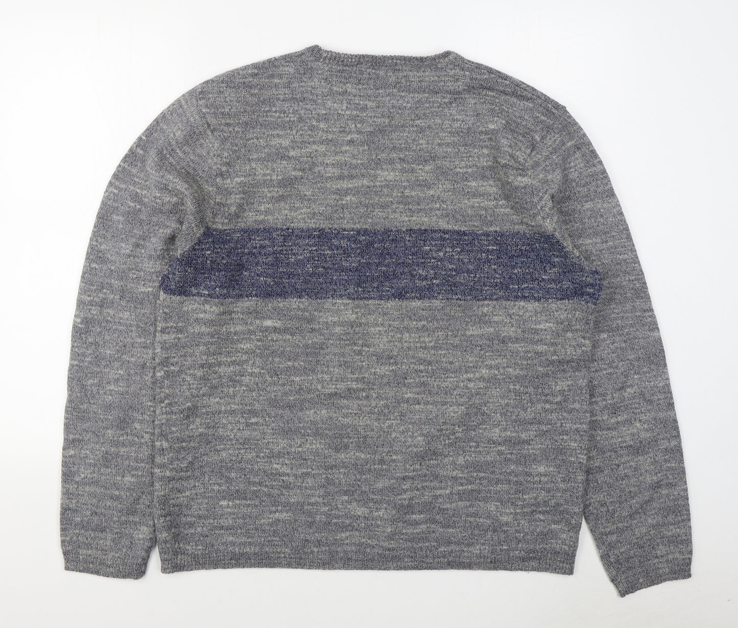 Polo by Ralph Lauren Mens Grey Round Neck  Acrylic Pullover Jumper Size L