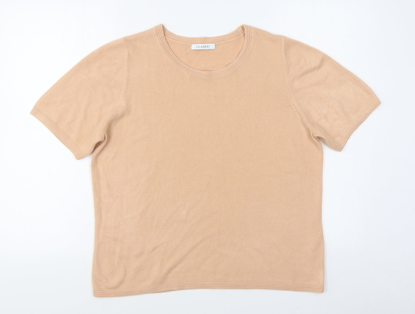 Marks and Spencer Womens Beige Round Neck  Acrylic Pullover Jumper Size 16