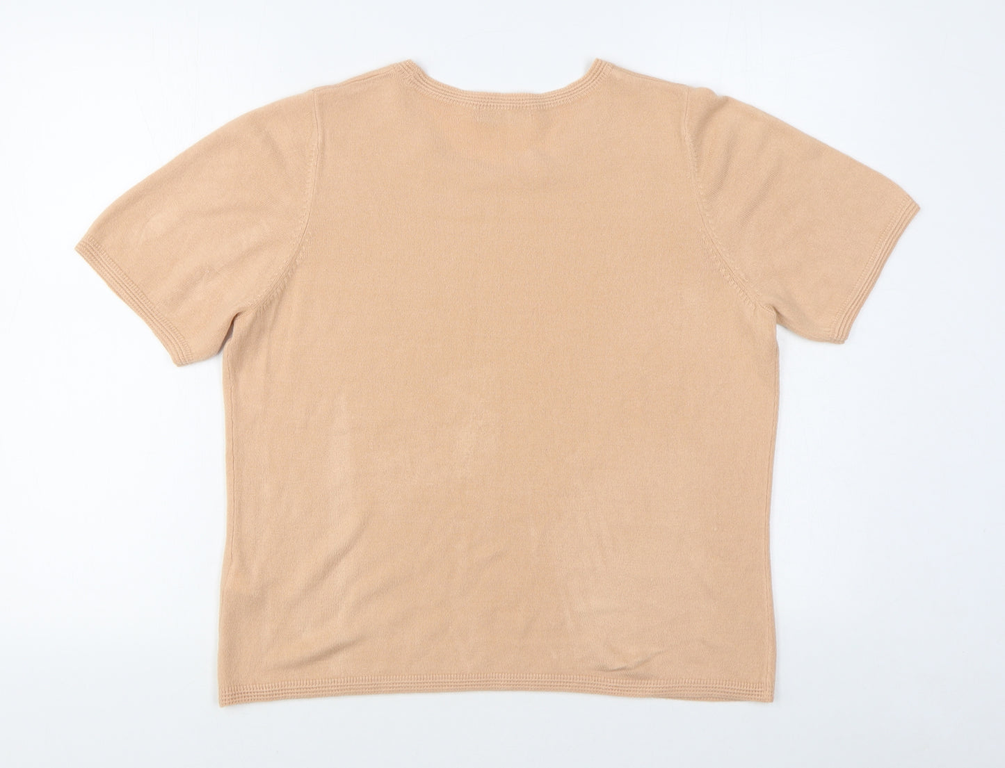 Marks and Spencer Womens Beige Round Neck  Acrylic Pullover Jumper Size 16