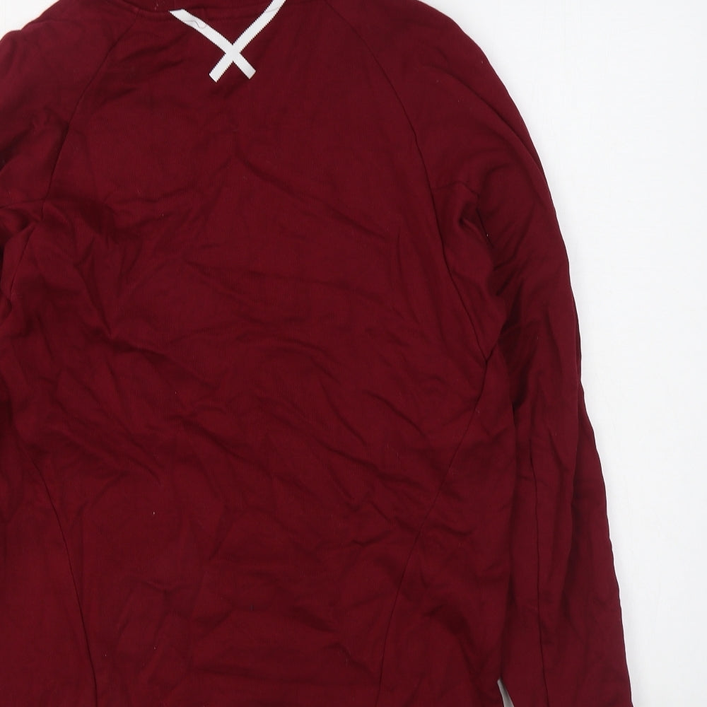 adidas Mens Red  Cotton Pullover Hoodie Size L