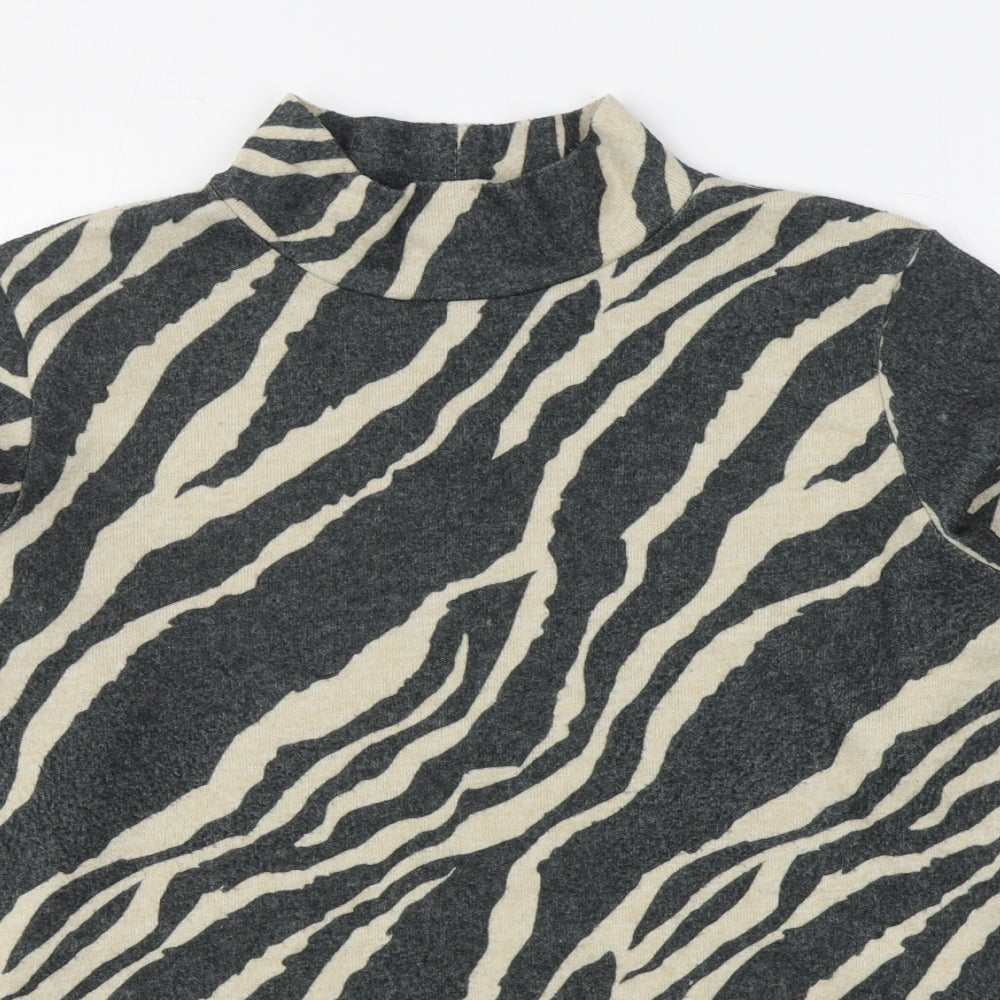 George Womens Black Animal Print Polyester Pullover Sweatshirt Size M  Pullover