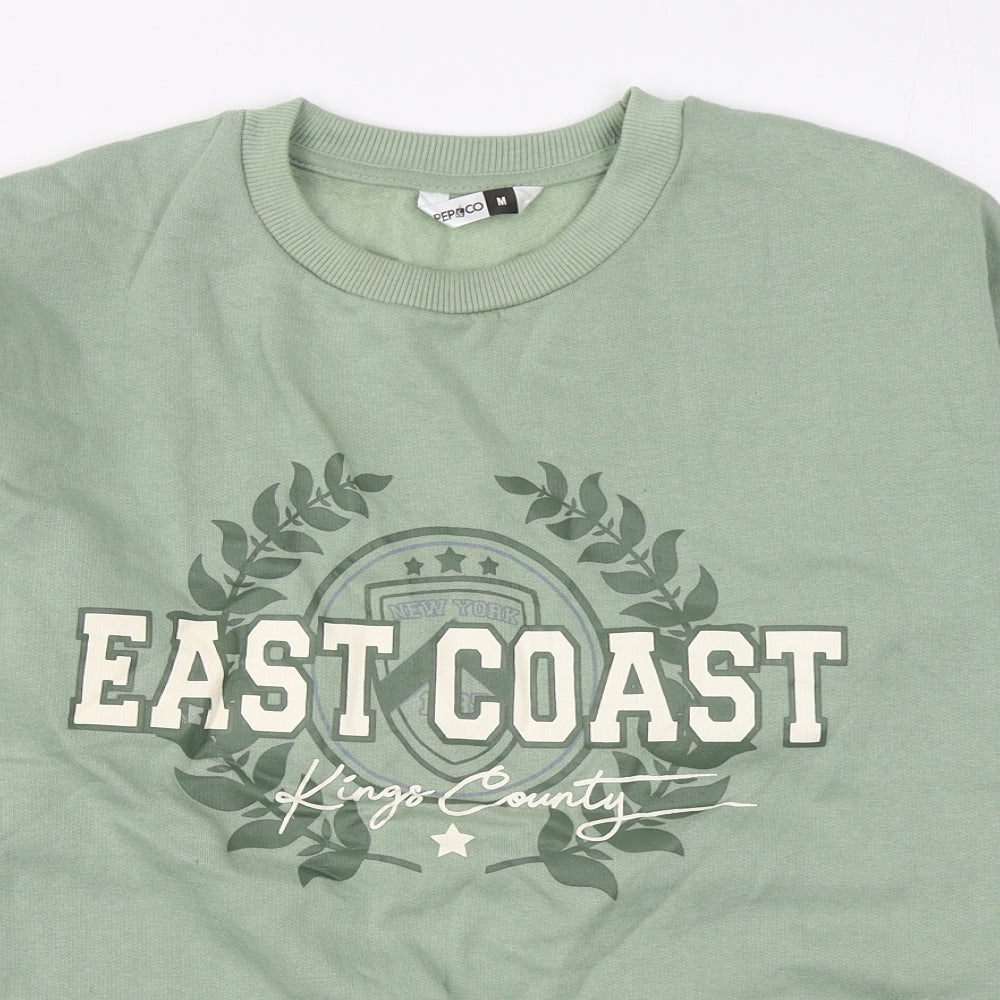 Pep&Co Womens Green  Cotton Pullover Sweatshirt Size M  Pullover