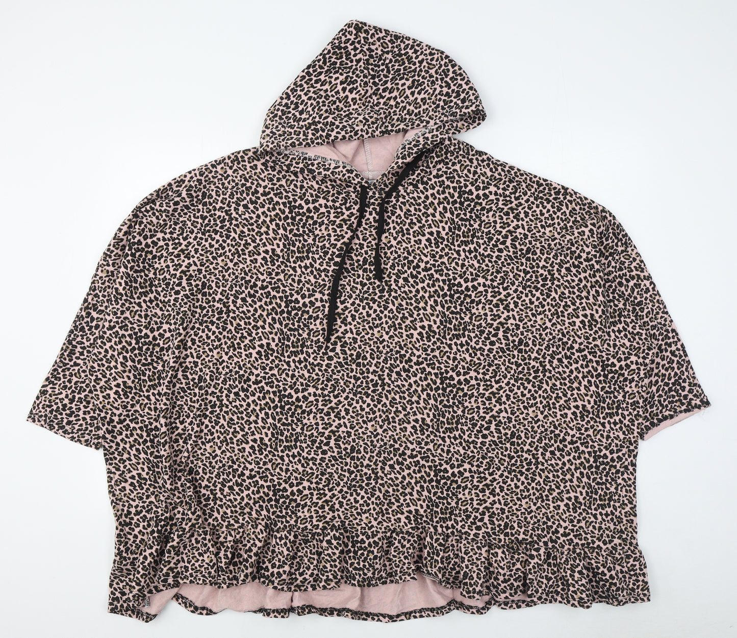 Fashion Sense boutique Womens Pink Animal Print Cotton Pullover Hoodie Size 2XL  Pullover