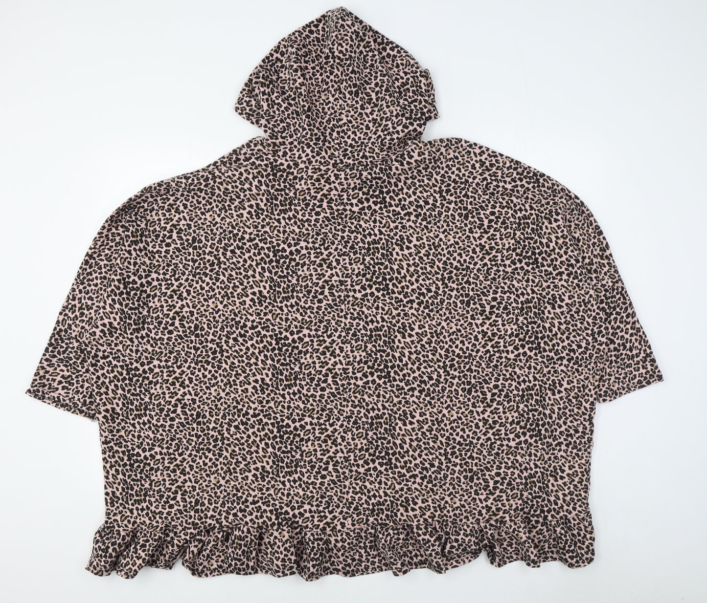 Fashion Sense boutique Womens Pink Animal Print Cotton Pullover Hoodie Size 2XL  Pullover