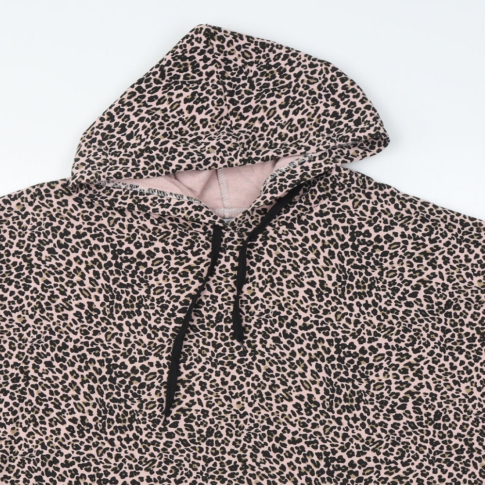 Fashion Sense boutique Womens Pink Animal Print Cotton Pullover Hoodie Size 2XL  Pullover
