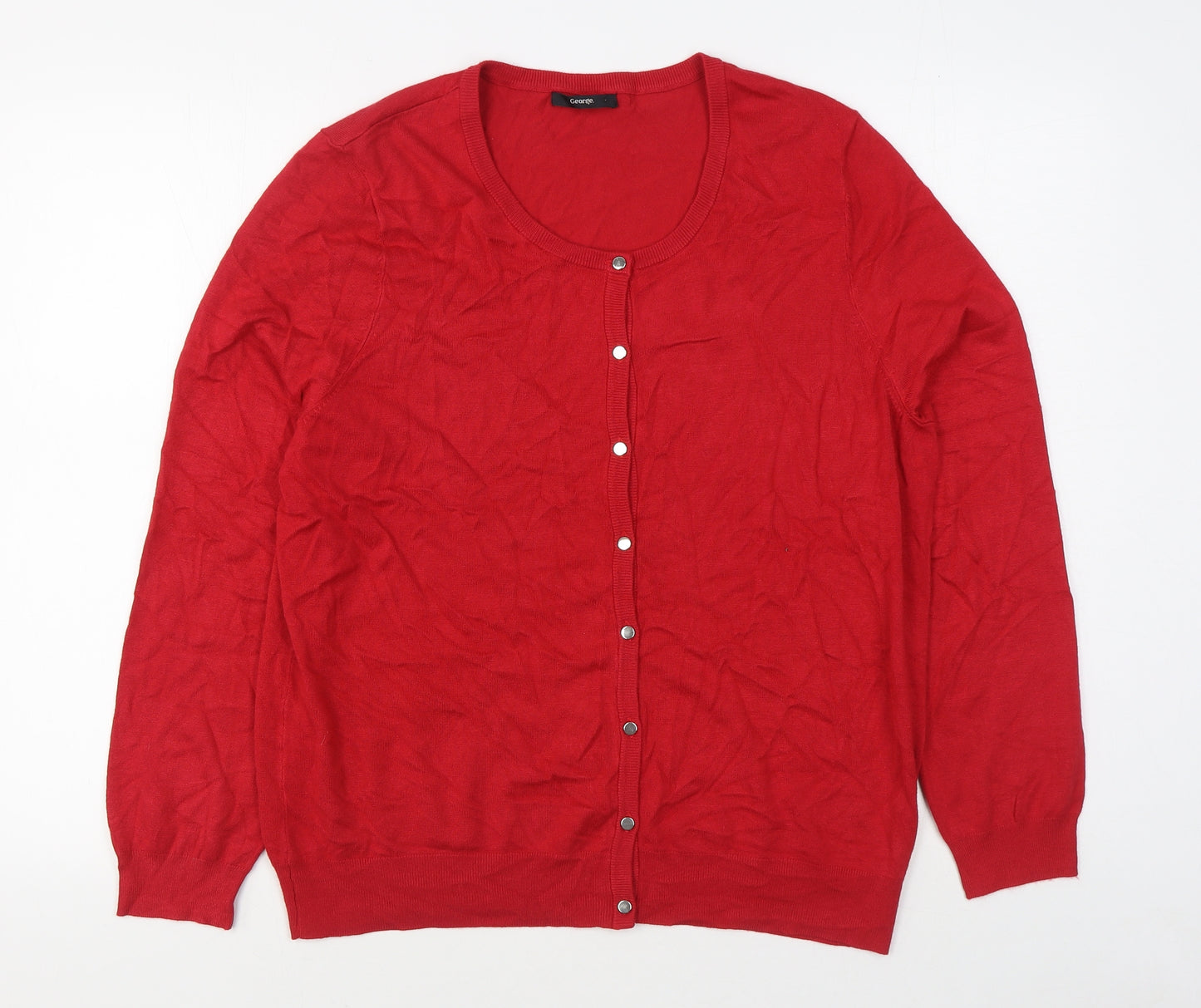 NEXT Womens Red Scoop Neck  Viscose Cardigan Jumper Size 18