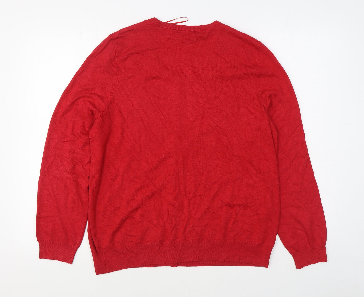 NEXT Womens Red Scoop Neck  Viscose Cardigan Jumper Size 18