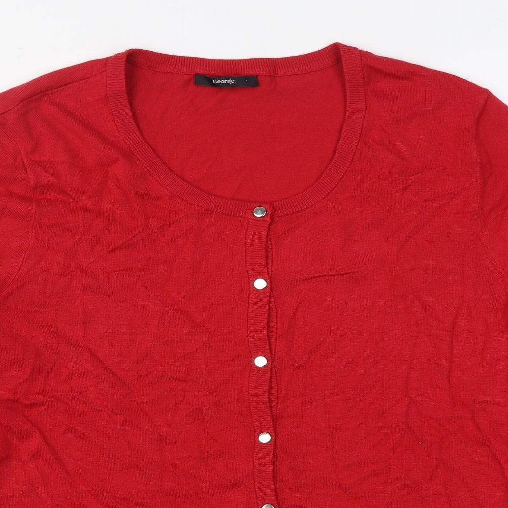 NEXT Womens Red Scoop Neck  Viscose Cardigan Jumper Size 18