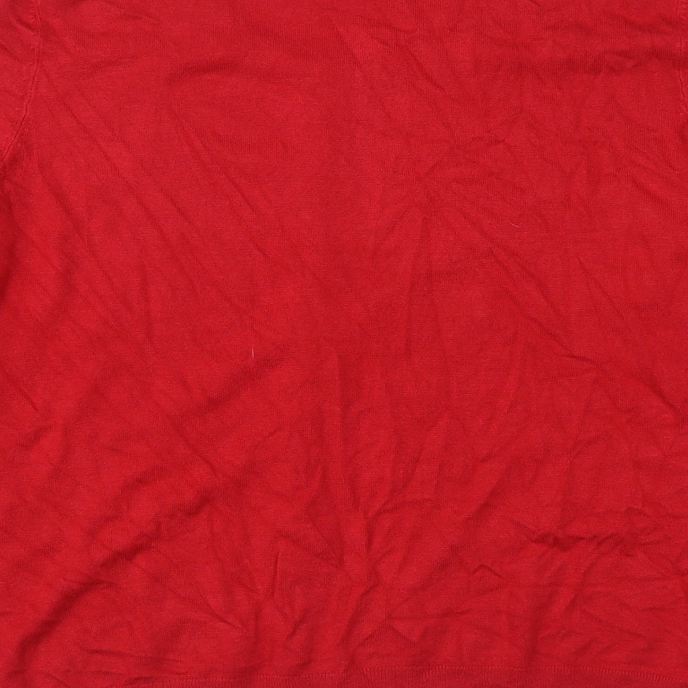 NEXT Womens Red Scoop Neck  Viscose Cardigan Jumper Size 18