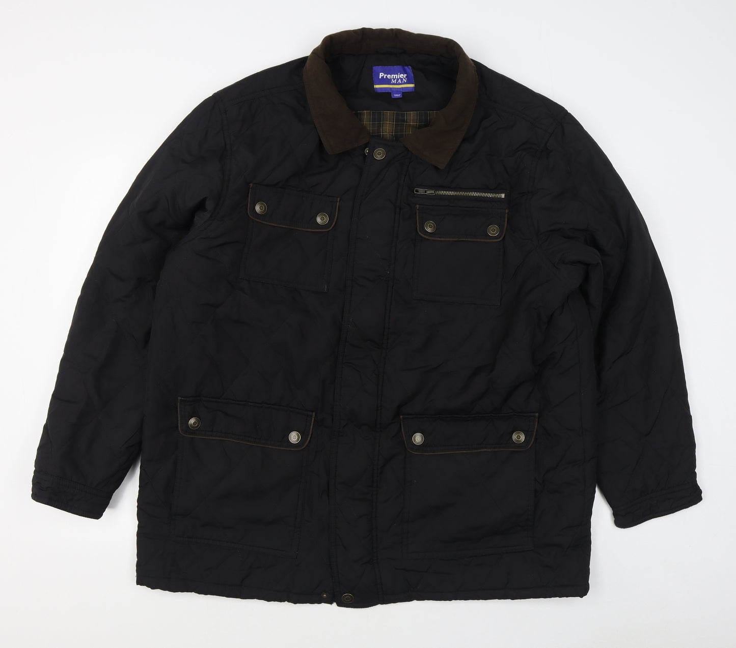 Premier man    Mens Black   Quilted Coat Size XL  Zip