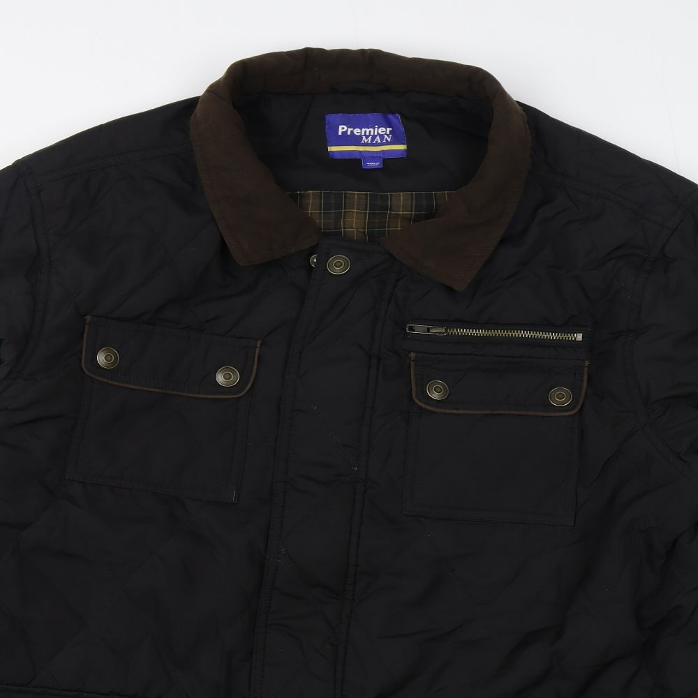 Premier man    Mens Black   Quilted Coat Size XL  Zip