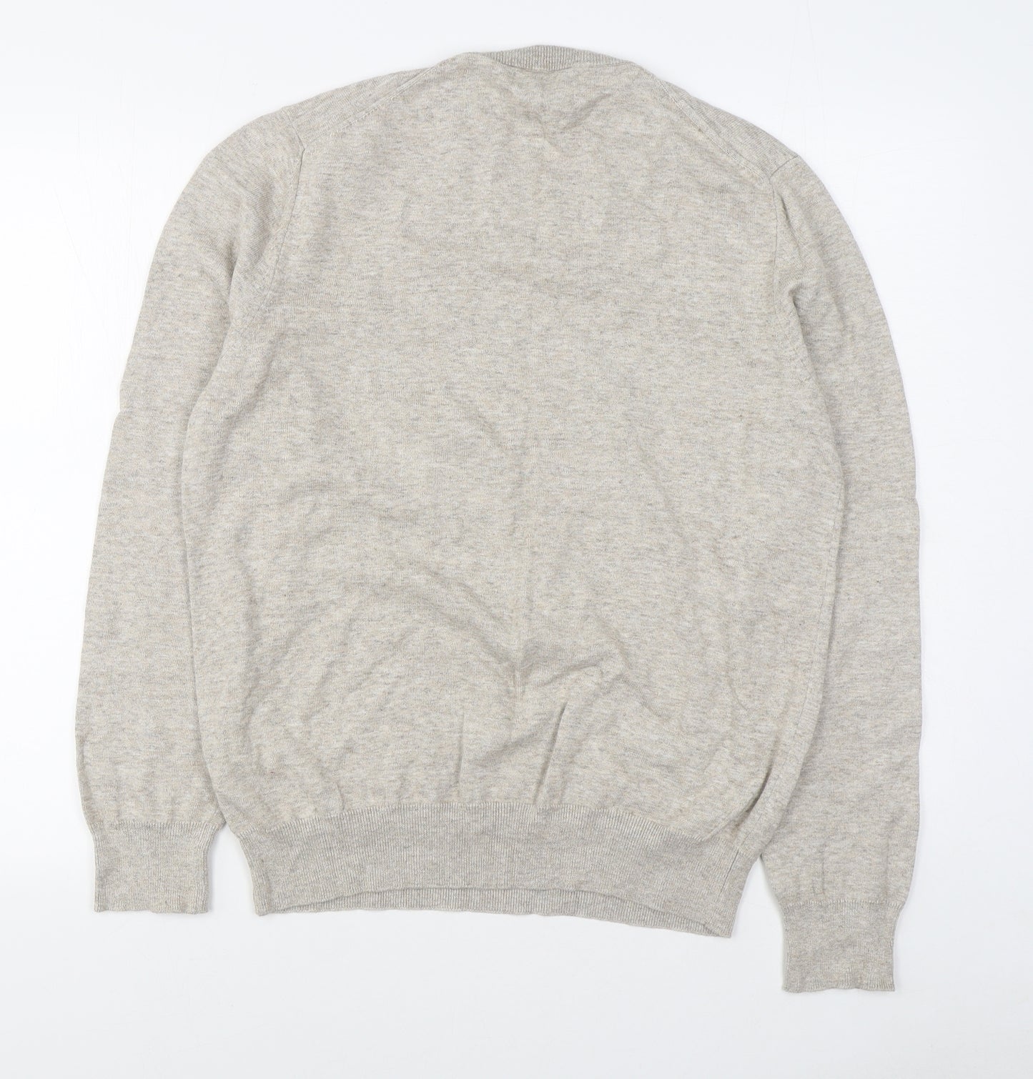 Marks and Spencer Mens Beige Round Neck  Cotton Pullover Jumper Size L