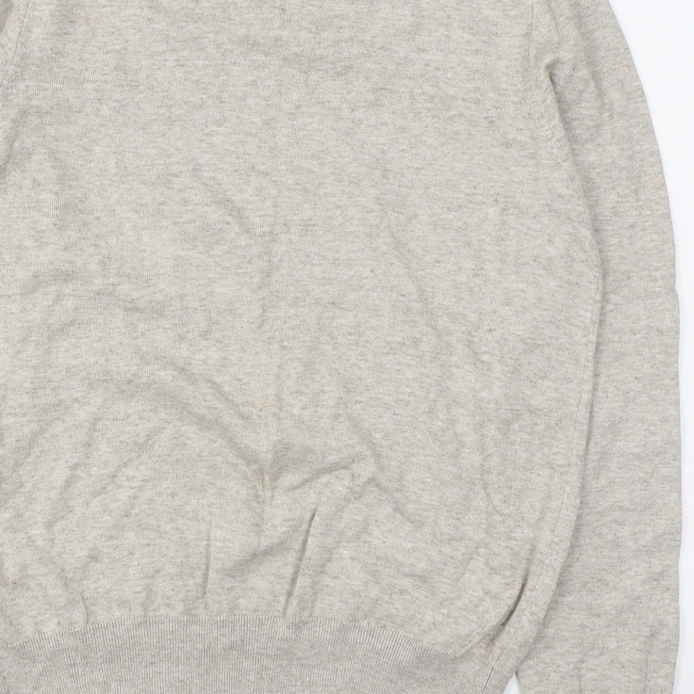 Marks and Spencer Mens Beige Round Neck  Cotton Pullover Jumper Size L