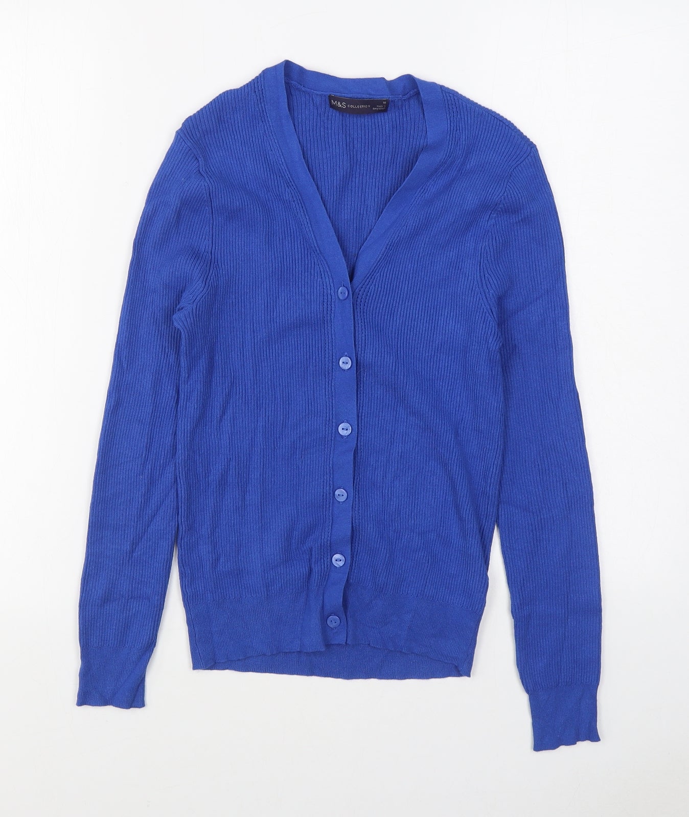 Marks and Spencer Womens Blue V-Neck  Viscose Cardigan Jumper Size 10