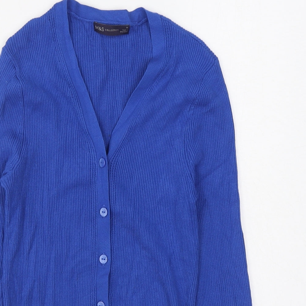 Marks and Spencer Womens Blue V-Neck  Viscose Cardigan Jumper Size 10