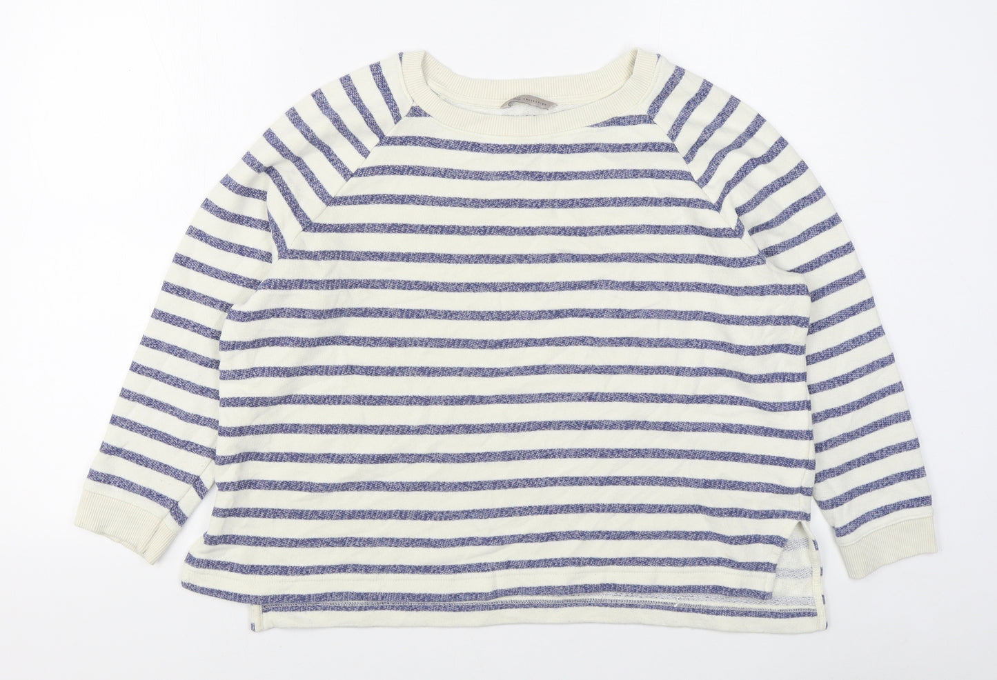 Marks and Spencer Womens White Striped Cotton Pullover Sweatshirt Size 16  Pullover