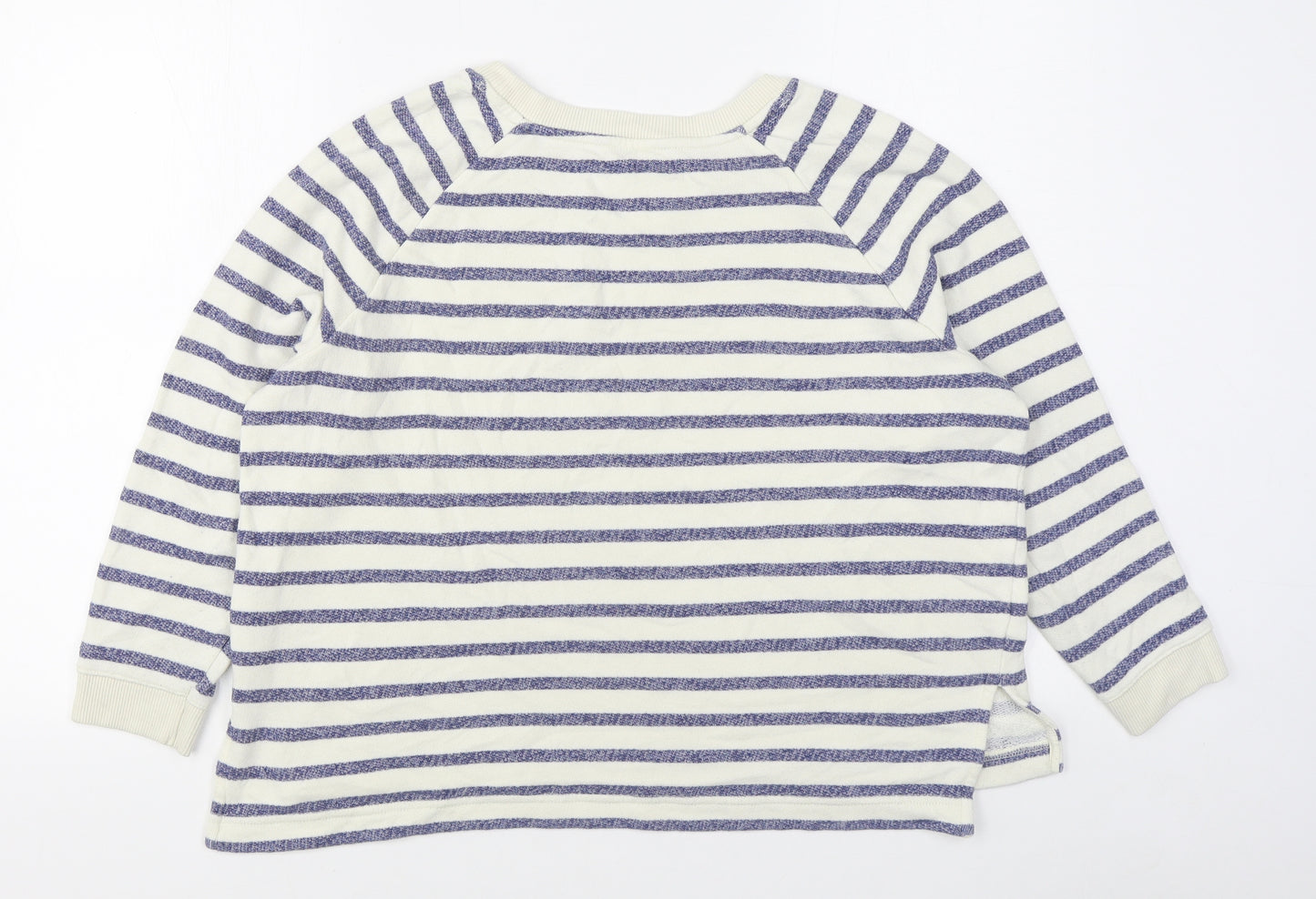 Marks and Spencer Womens White Striped Cotton Pullover Sweatshirt Size 16  Pullover