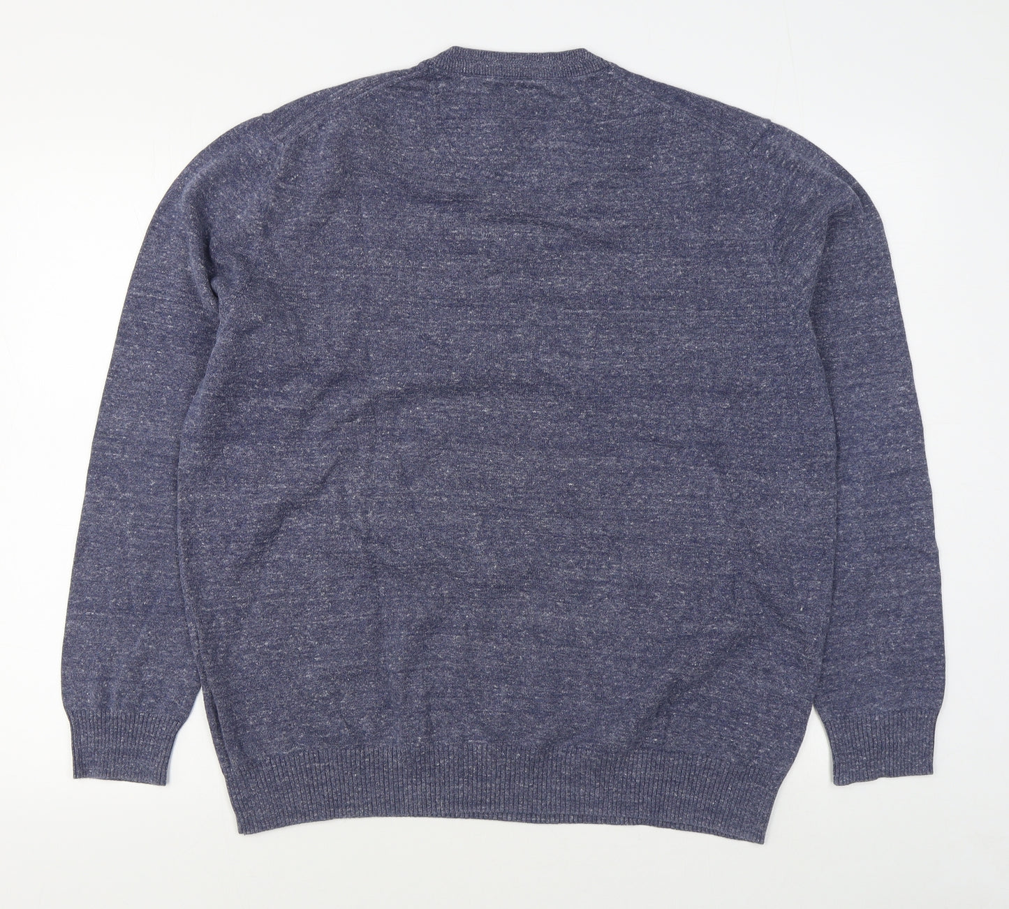 BRAX Mens Blue V-Neck  Cotton Pullover Jumper Size L